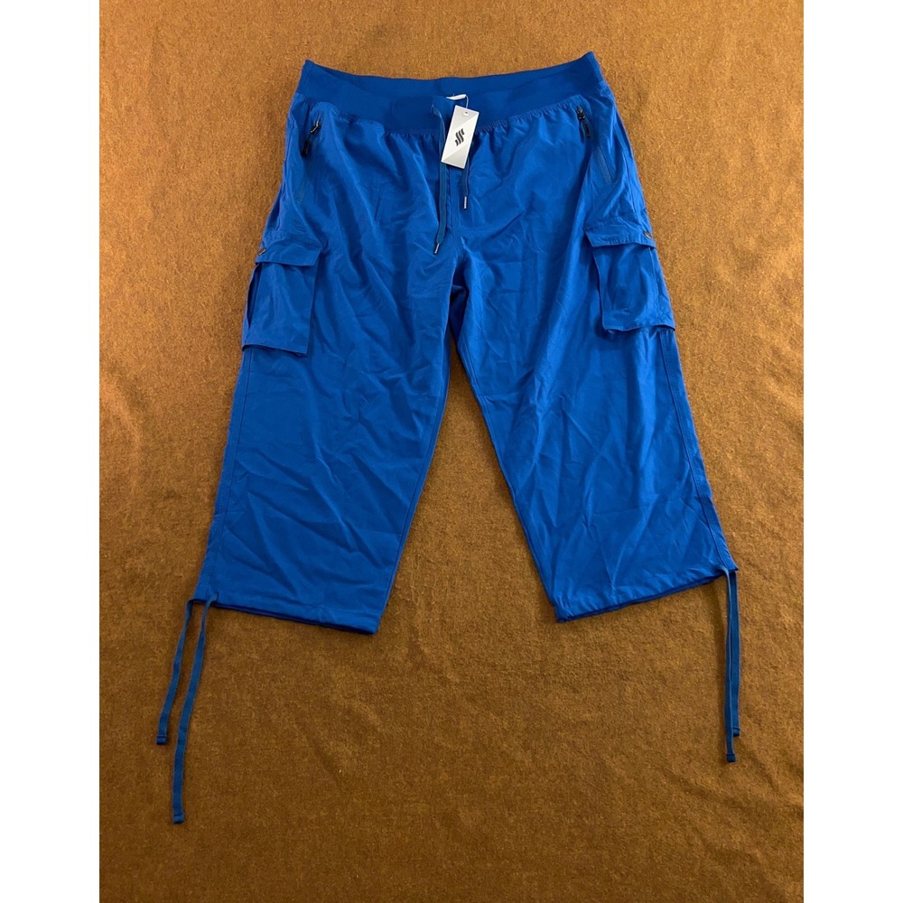 Soothfeel Womens XXL Blue Cargo Drawstring Capri Pants NWT